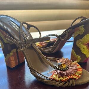 Brown and Yellow Women's Heels